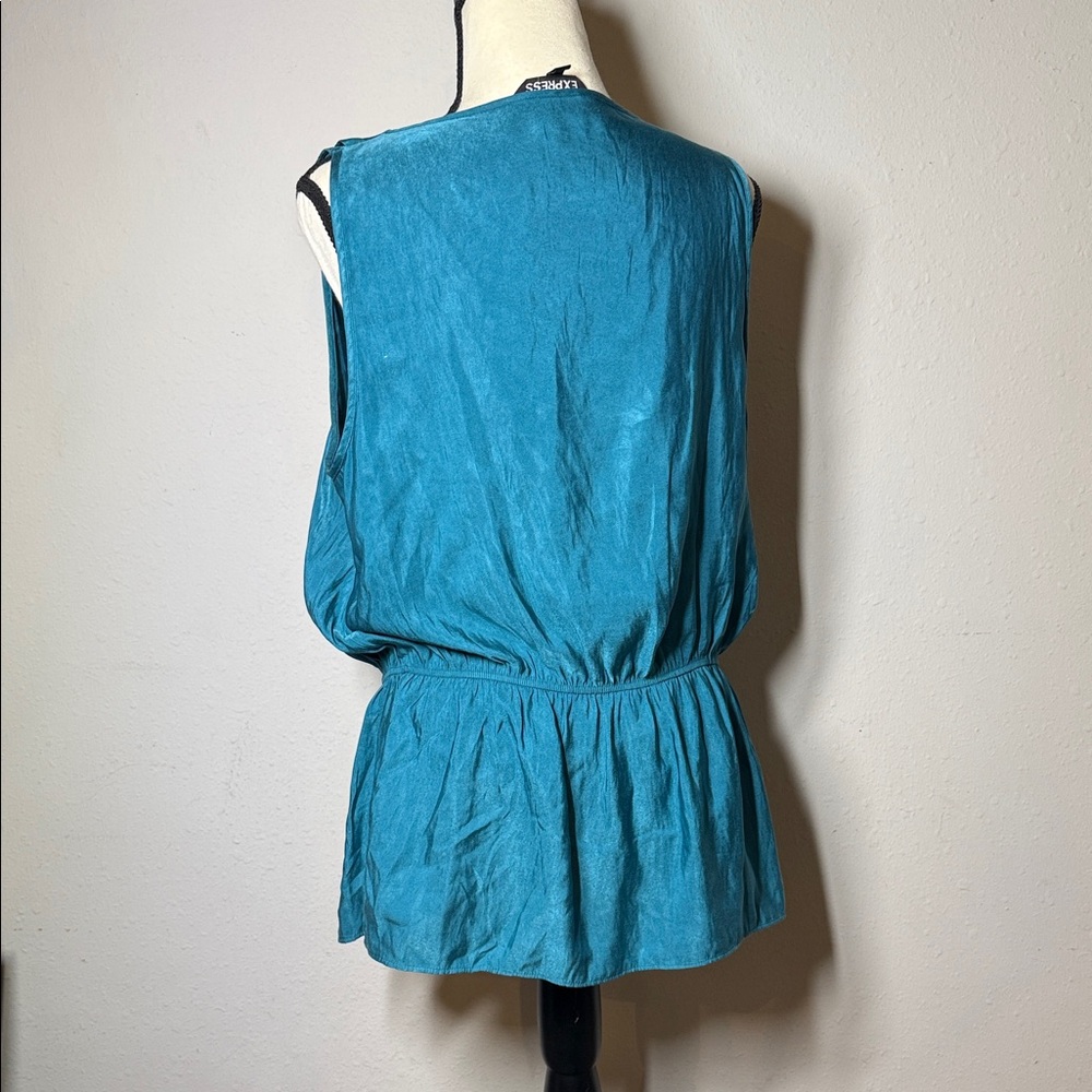 Express Turquoise Ruffle Blouse - Picture 2 of 3